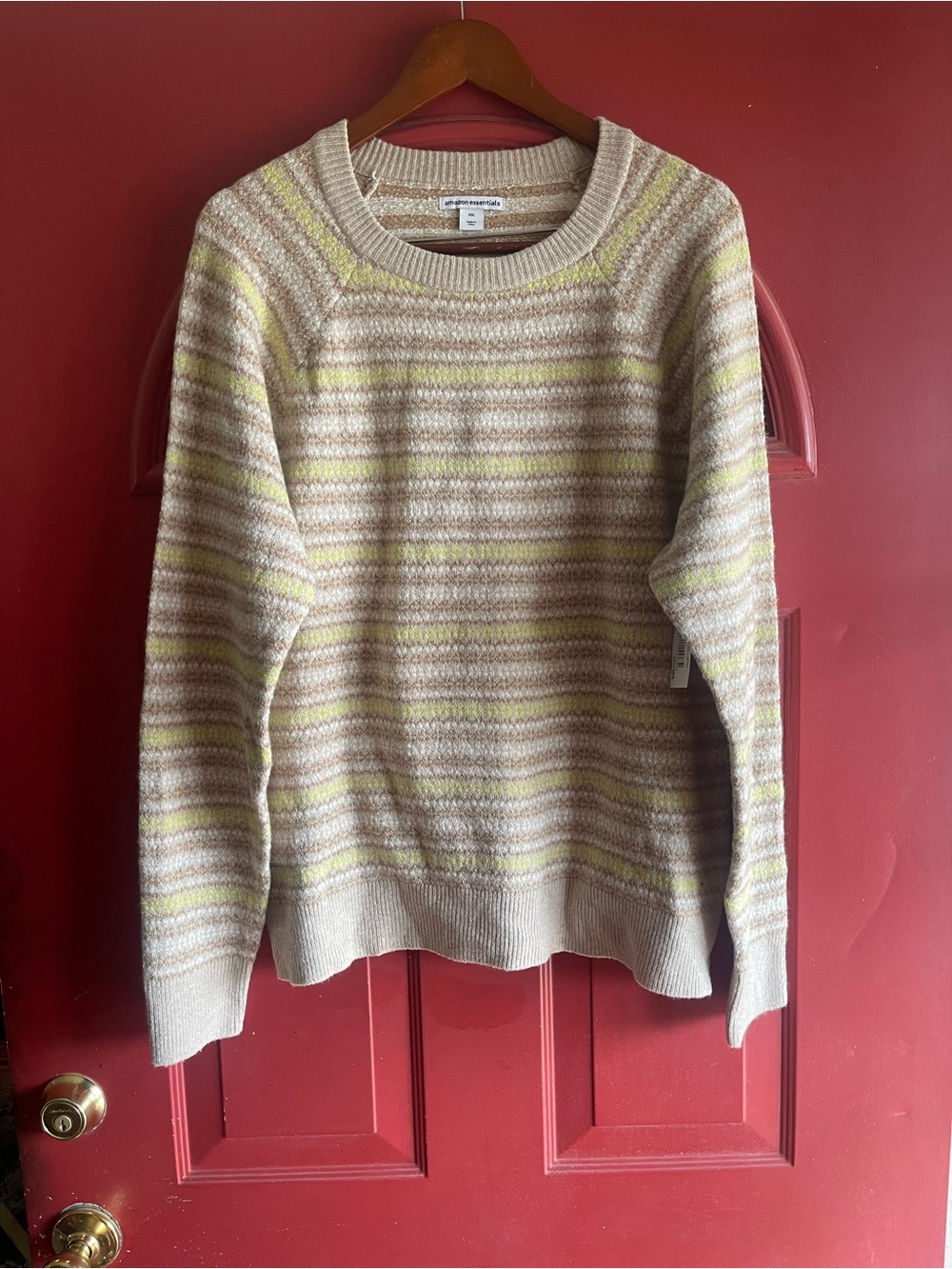 Amazon Essentials Striped Crewneck Sweater in Beige and Yellow